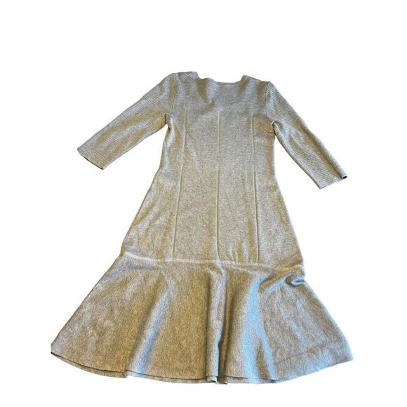 Soft Surroundings Raffinato Gray Sweater Flare Dress medium 3/4 sleeve - Picture 3 of 9